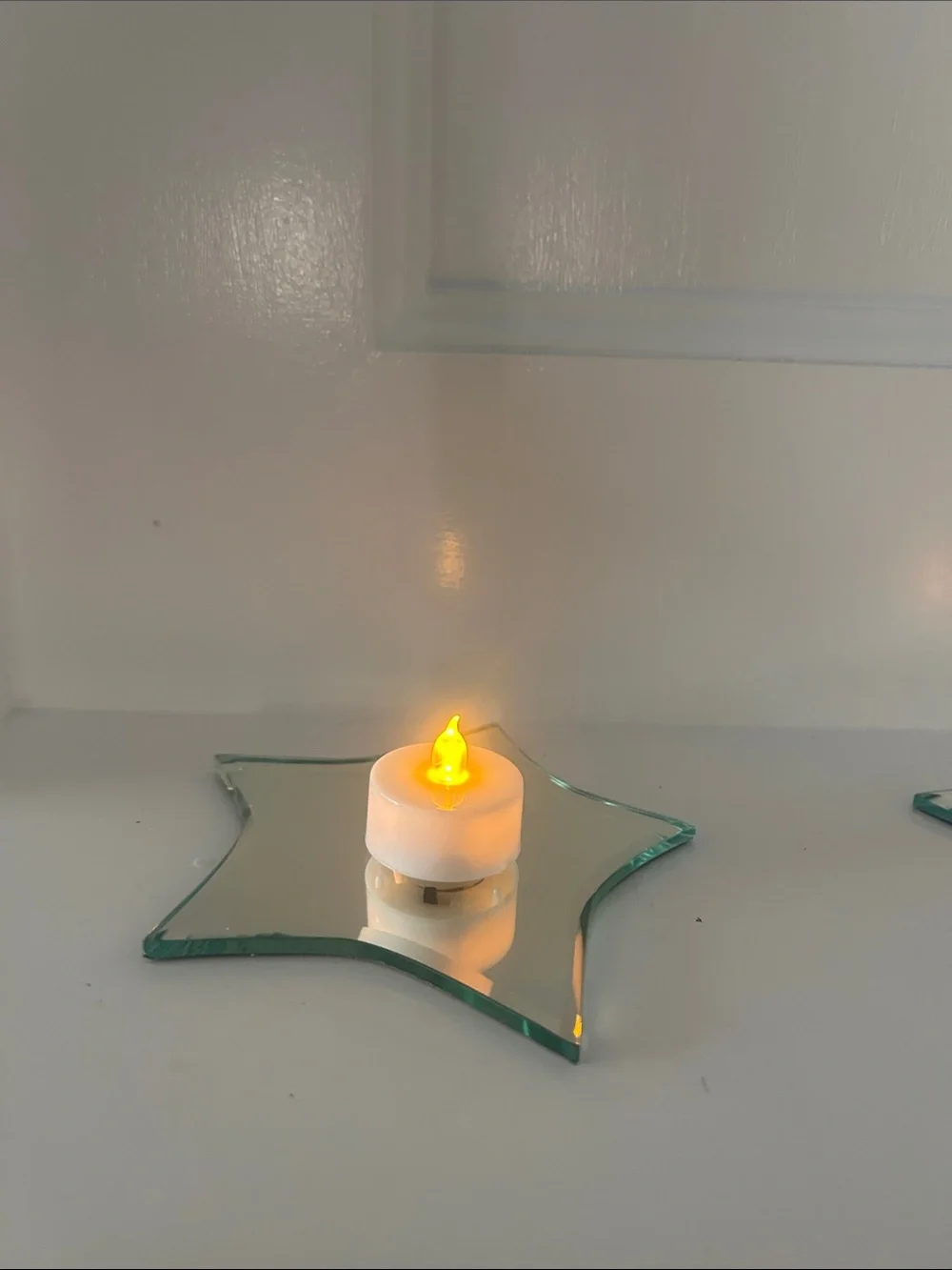 Crate&Barrel Silver Mirror Star Candle Coaster Set